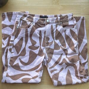 Sanctuary Pink Brown Groovy Patterned High Rise Straight W30